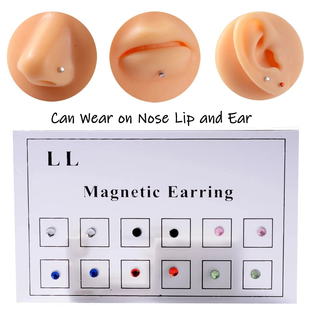 Body Jewelry Nose Ring - 12PCS/Card Fake Cheater Non Pierced Magnet