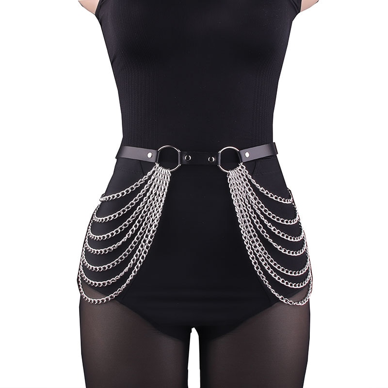 Body Jewelry Thigh Chain - Women Punk Gothic PU Leather Waist‑Thigh