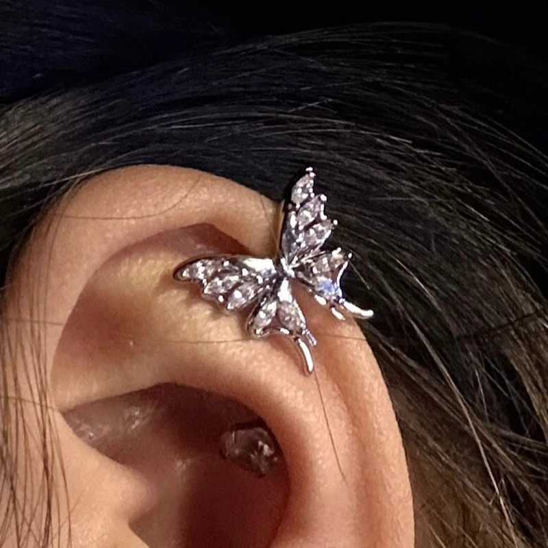 Conch Earring Hoop - Stainless Steel Gold Color Butterfly Ear