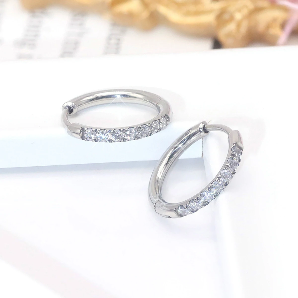 2Pcs Stainless Steel Cz Hoop E - Conch Earring Hoop ulasan dan harga