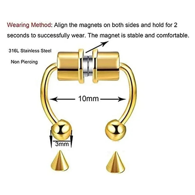 1/2/3Pcs Fake Magnetic Nose Ri - Body Jewelry And Piercing ulasan dan harga