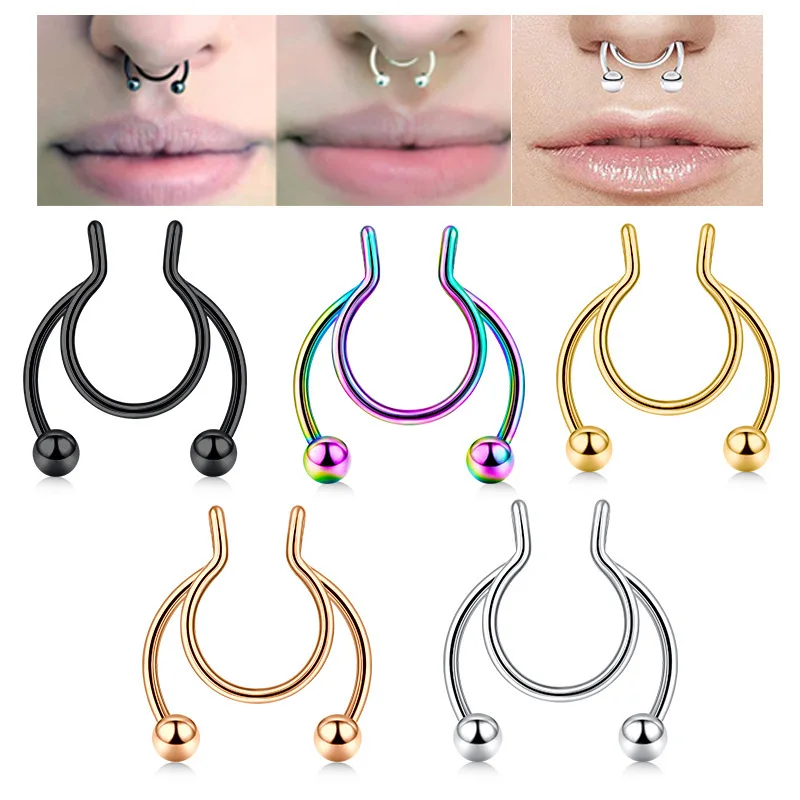 U Shaped Fake Nose Ring Hip Ho - Body Jewelry Nose Ring ulasan dan harga