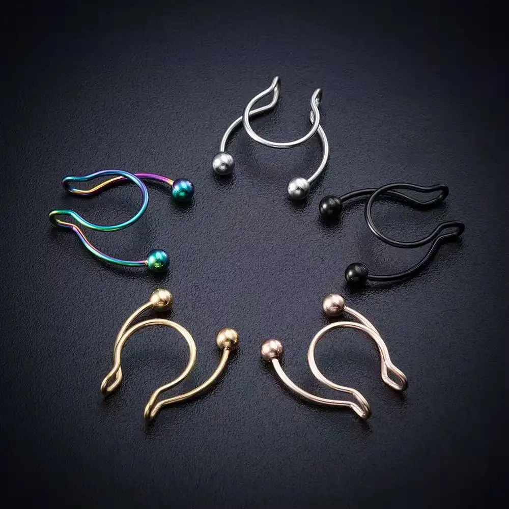 U Shaped Fake Nose Ring Hip Ho - Body Jewelry Nose Ring ulasan dan harga