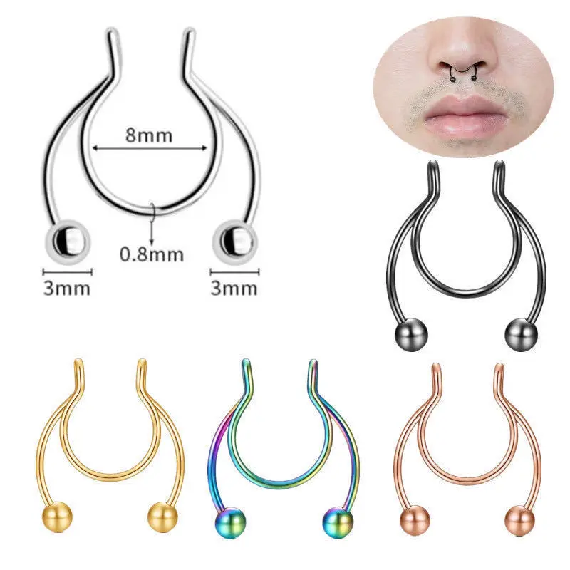 U Shaped Fake Nose Ring Hip Ho - Body Jewelry Nose Ring ulasan dan harga