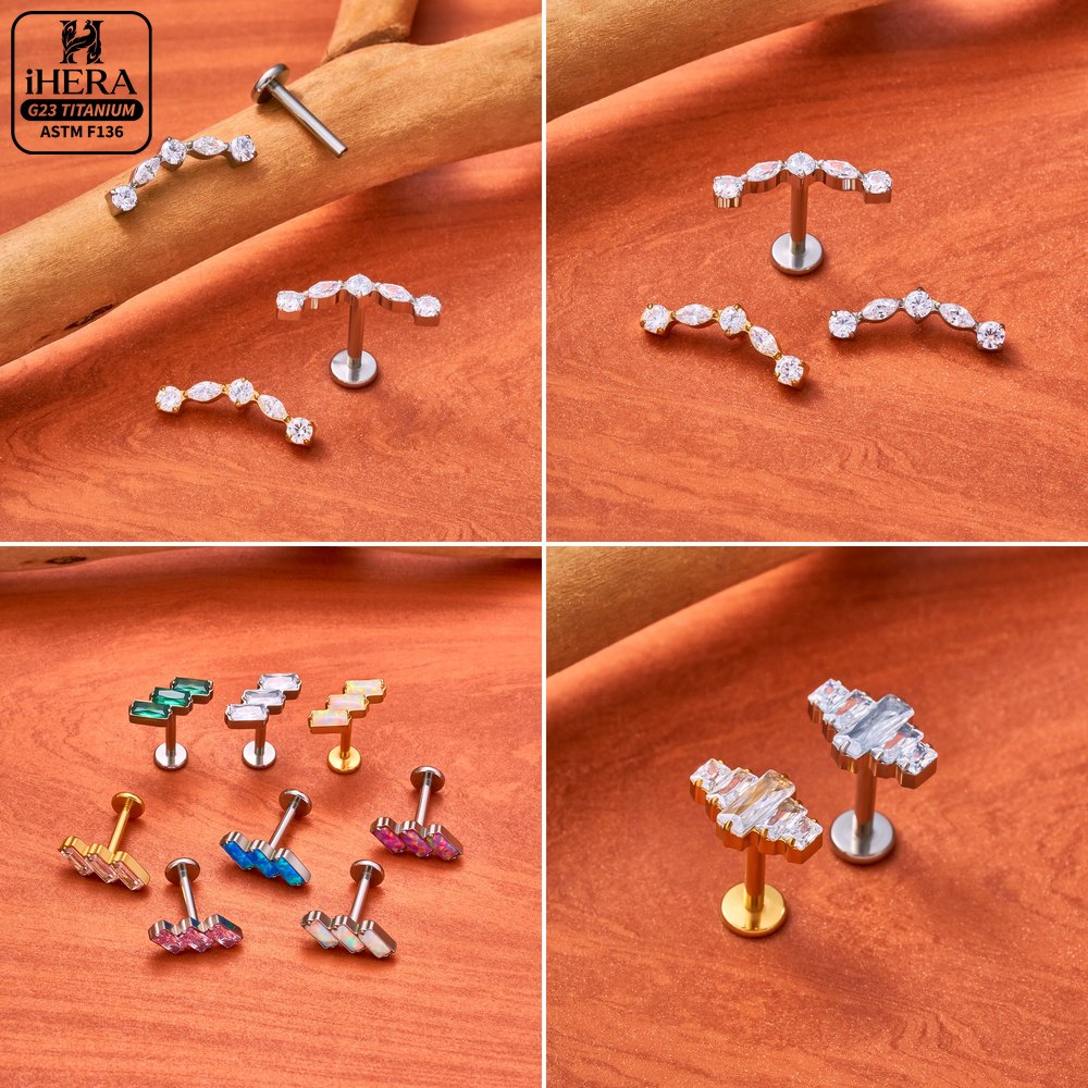 ASTM F136 Titanium Piercing Ba - Body Jewelry Flat Back ulasan dan harga