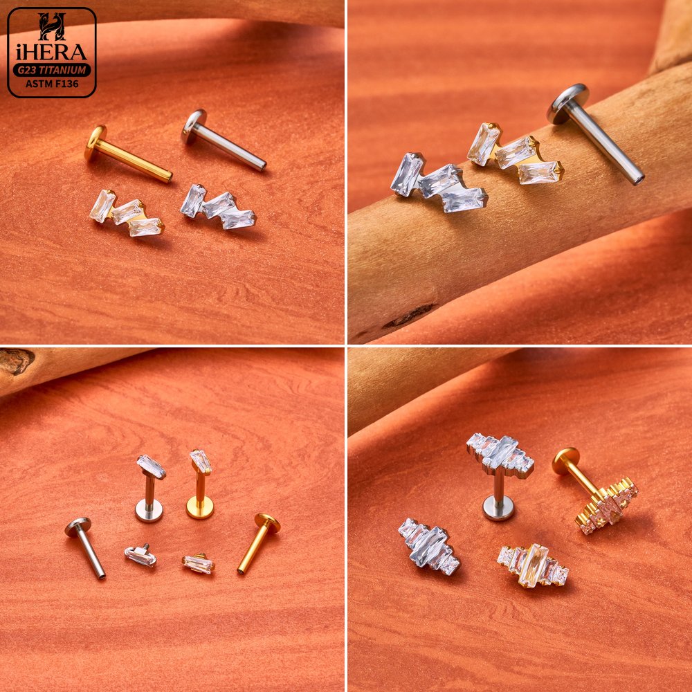 ASTM F136 Titanium Piercing Ba - Body Jewelry Flat Back ulasan dan harga
