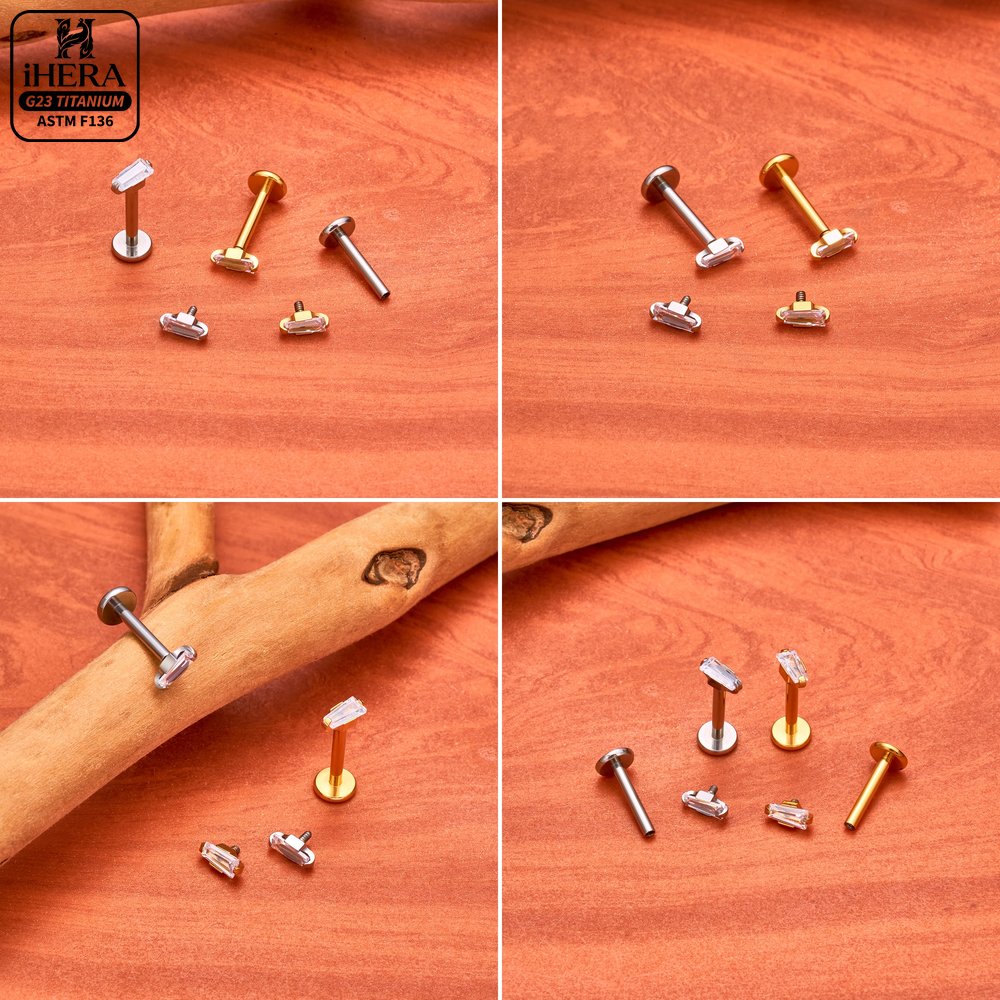 ASTM F136 Titanium Piercing Ba - Body Jewelry Flat Back ulasan dan harga