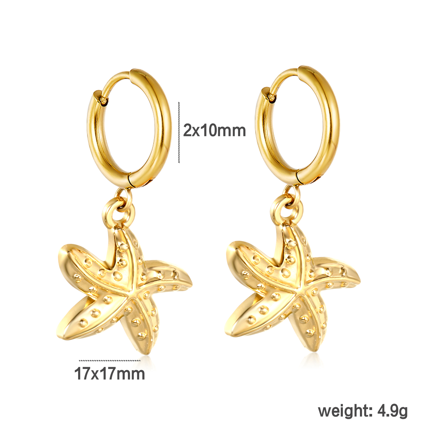 LUXUSTEEL Sea Star Conch Drop  - Conch Earring Hoop ulasan dan harga