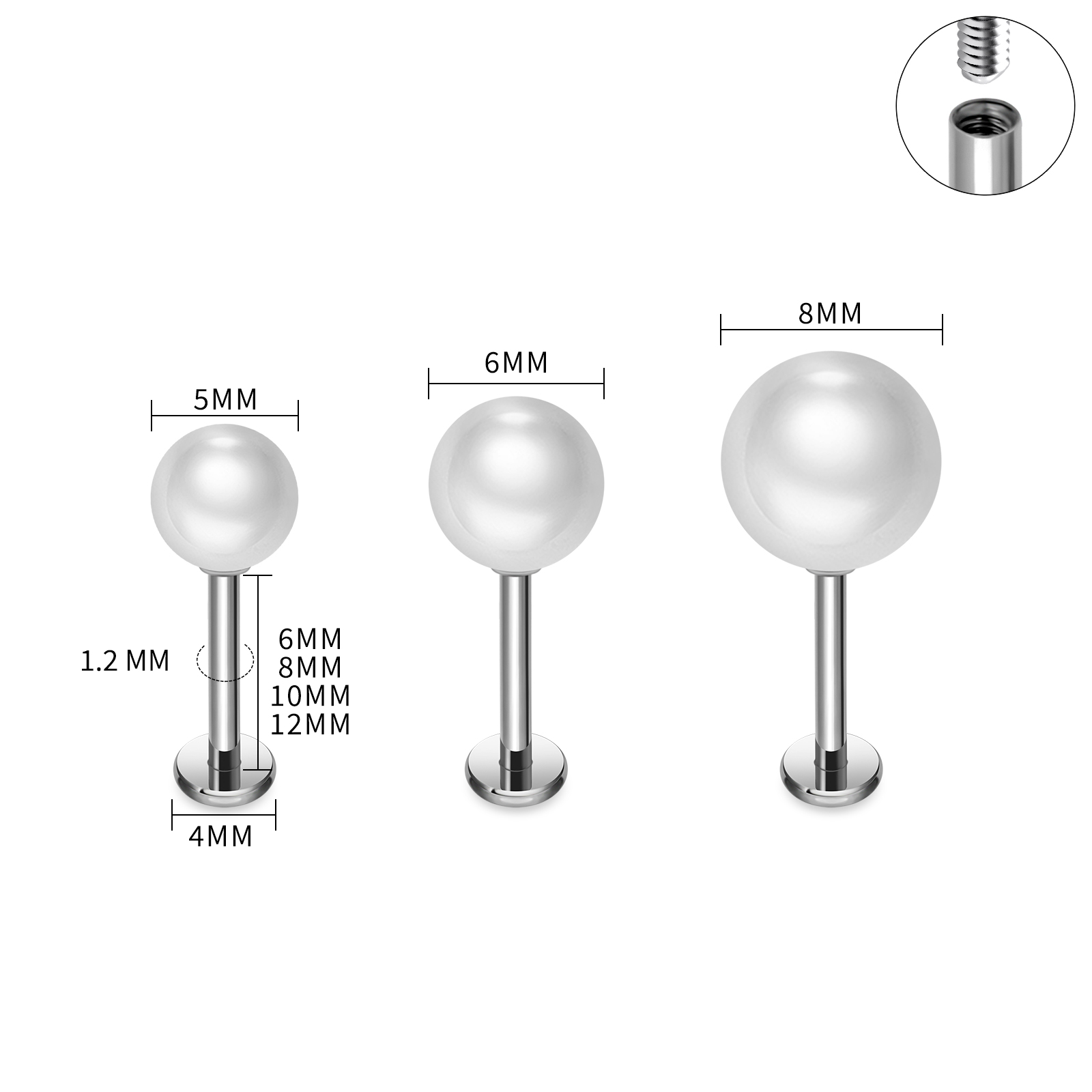 ASTM F136 Titanium Pearl Earri - Body Jewelry Flat Back ulasan dan harga