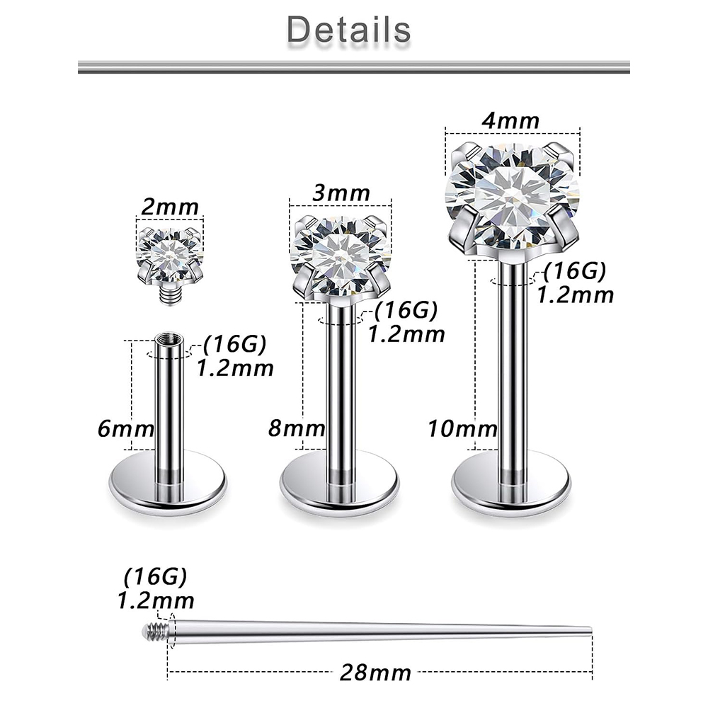 13 PCS Labret Piercing Set Sur - Body Jewelry Flat Back ulasan dan harga