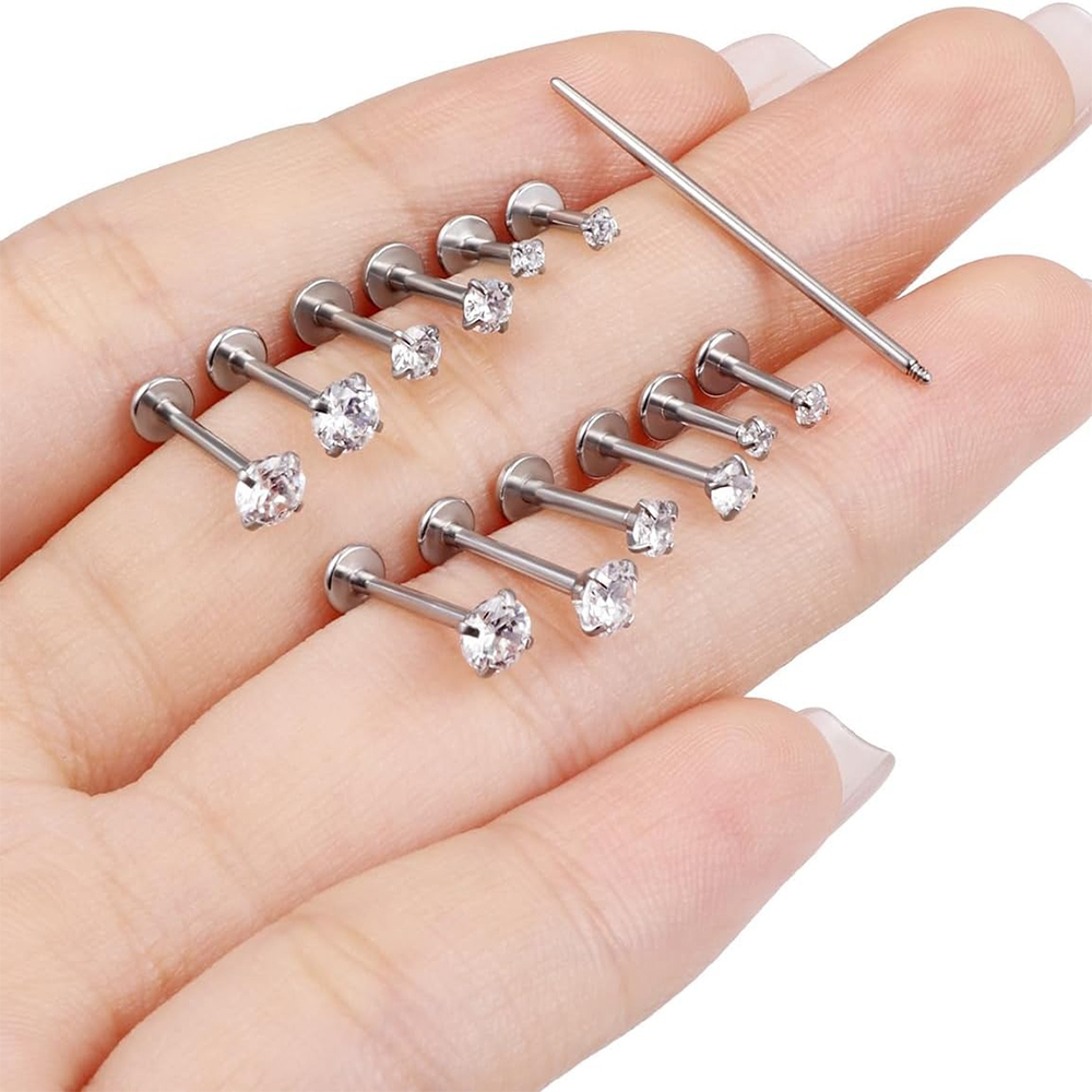 13 PCS Labret Piercing Set Sur - Body Jewelry Flat Back ulasan dan harga
