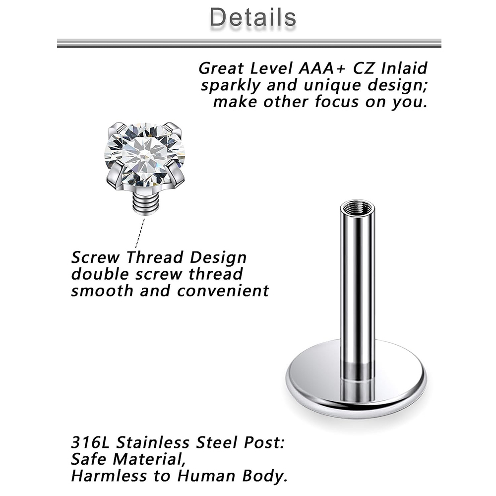 13 PCS Labret Piercing Set Sur - Body Jewelry Flat Back ulasan dan harga