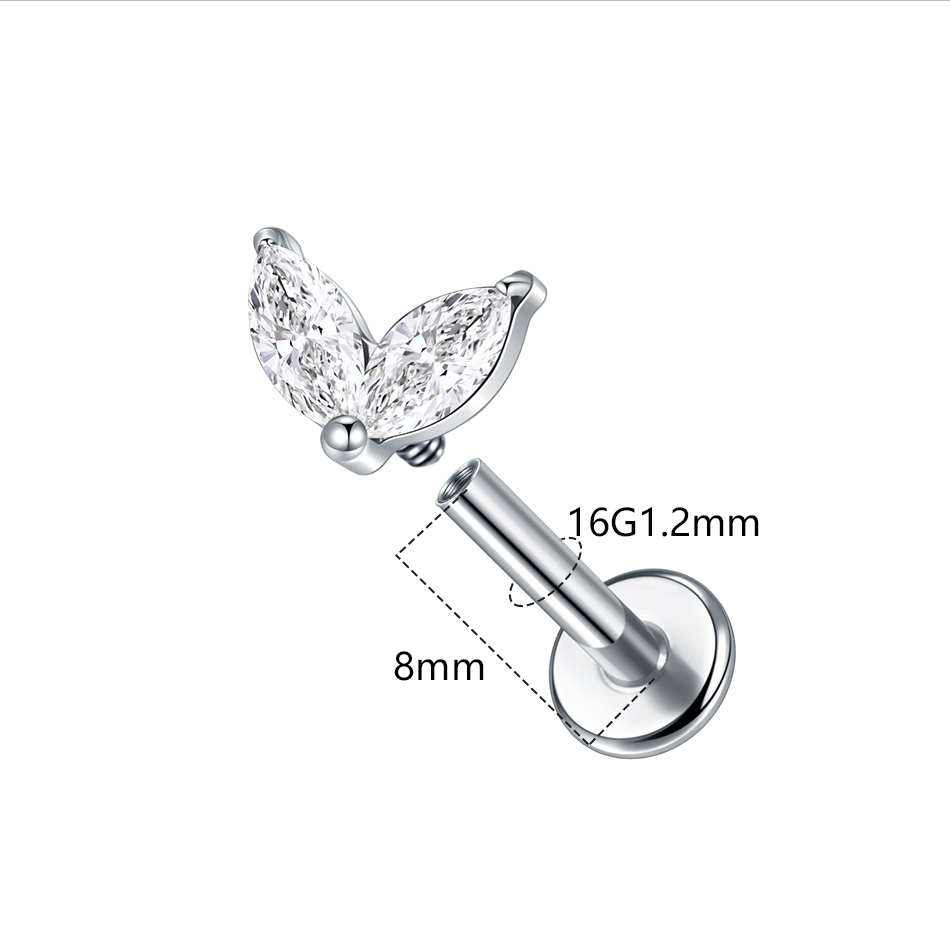 1pc Titanium White Green Zirco - Body Jewelry Flat Back ulasan dan harga