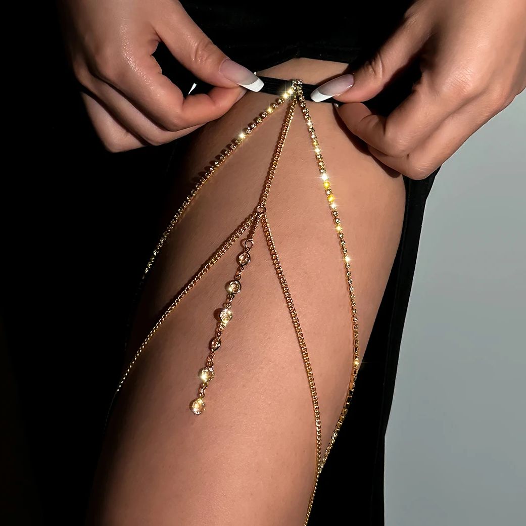 Sexy Shiny Crystal Multilayer  - Body Jewelry Thigh Chain ulasan dan harga