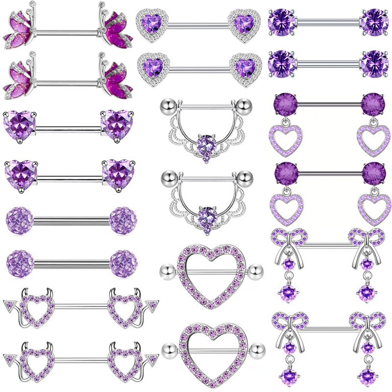 Purple Butterlfy  Nipple Pierc - Body Jewelry Changing Kit ulasan dan harga