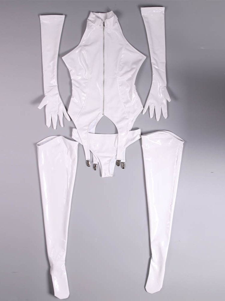 4PCS/SET Wet Look PVC Catsuit  - Body Jewelry Waterproof ulasan dan harga