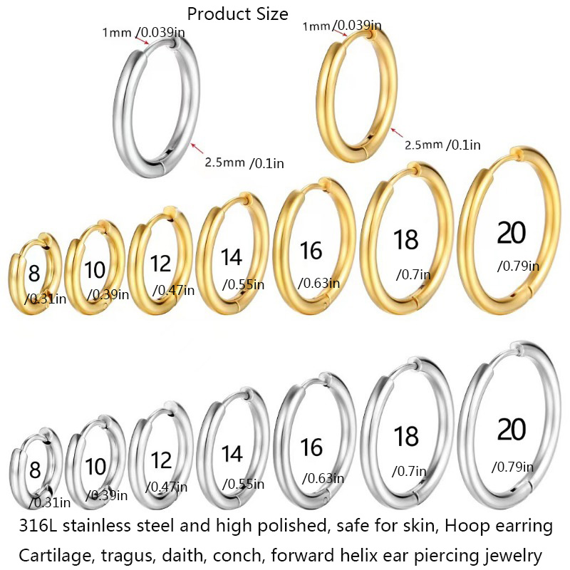 1Pair 316L Stainless Steel Sma - Conch Earring Hoop ulasan dan harga
