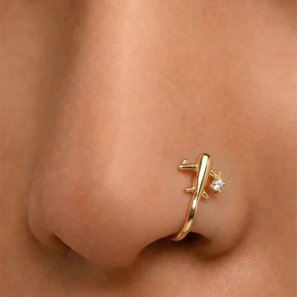 1PC Airplane Design No Piercin - Body Jewelry Nose Ring ulasan dan harga