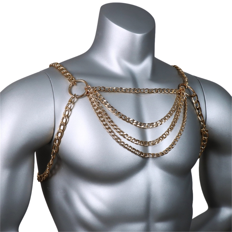 Men's Sexy Metal Body Chest Ch - Body Jewelry Harness ulasan dan harga