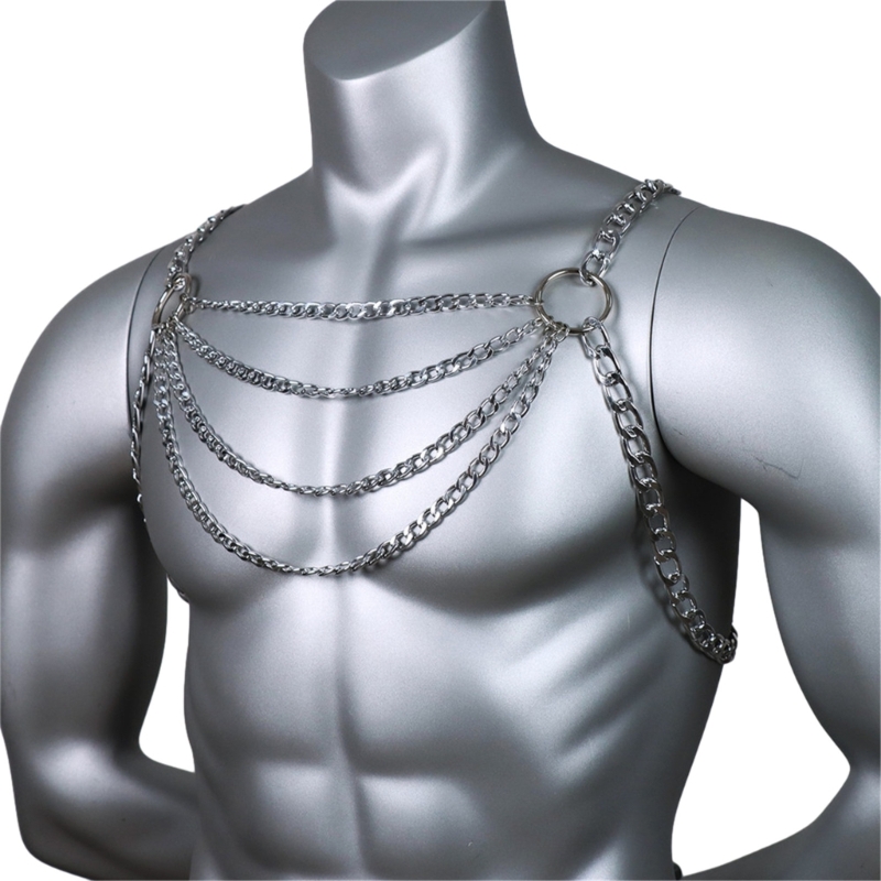 Men's Sexy Metal Body Chest Ch - Body Jewelry Harness ulasan dan harga