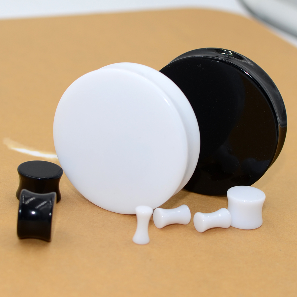 2Pair Acrylic Ear plugs White& - Body Jewelry Gauge Sizes ulasan dan harga