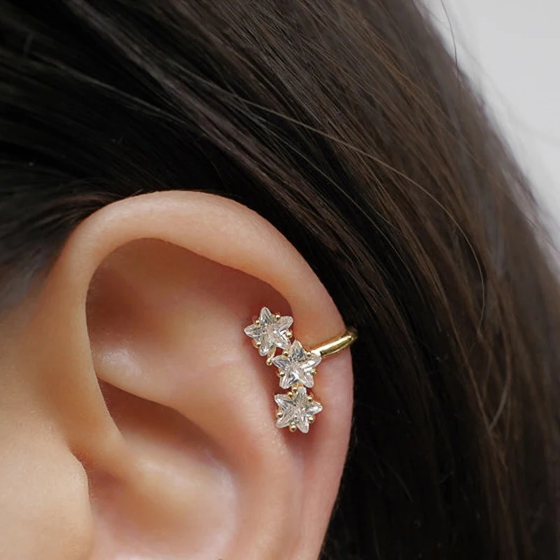 1PCS Fashion Star CZ Zircon Cr - Conch Earring Hoop ulasan dan harga