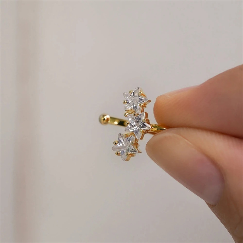 1PCS Fashion Star CZ Zircon Cr - Conch Earring Hoop ulasan dan harga