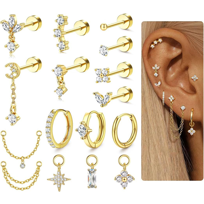 16 Gauge Cartilage Earrings fo - Body Jewelry Flat Back ulasan dan harga