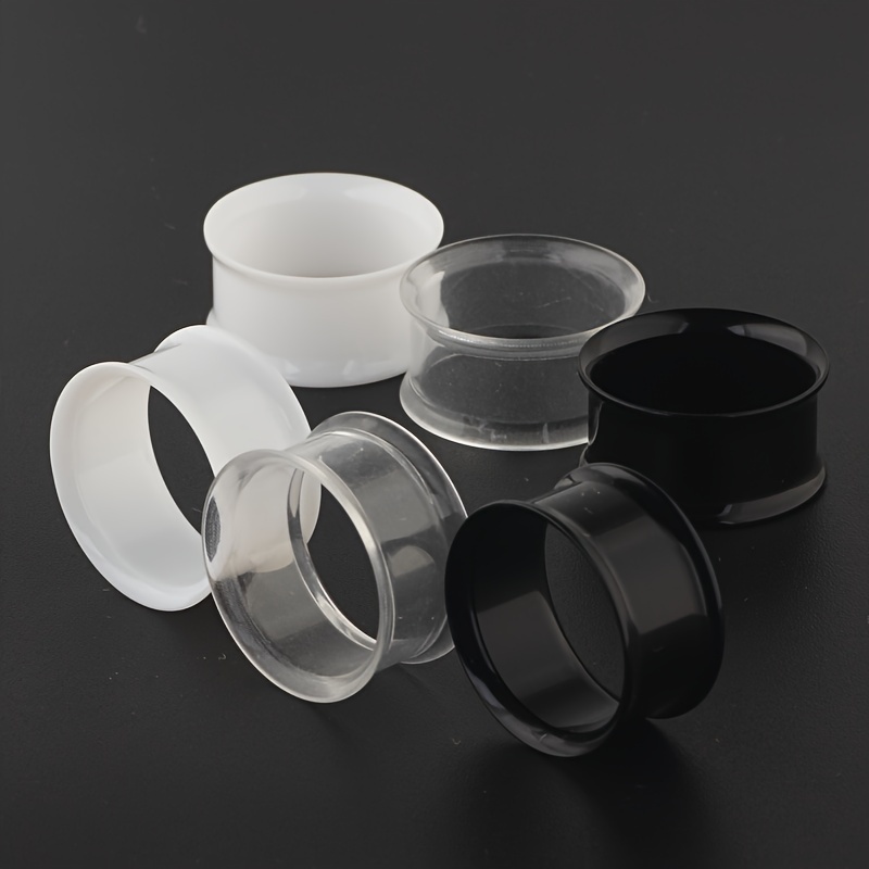 6pcs Hollow Acrylic Double Fla - Body Jewelry Gauge Sizes ulasan dan harga