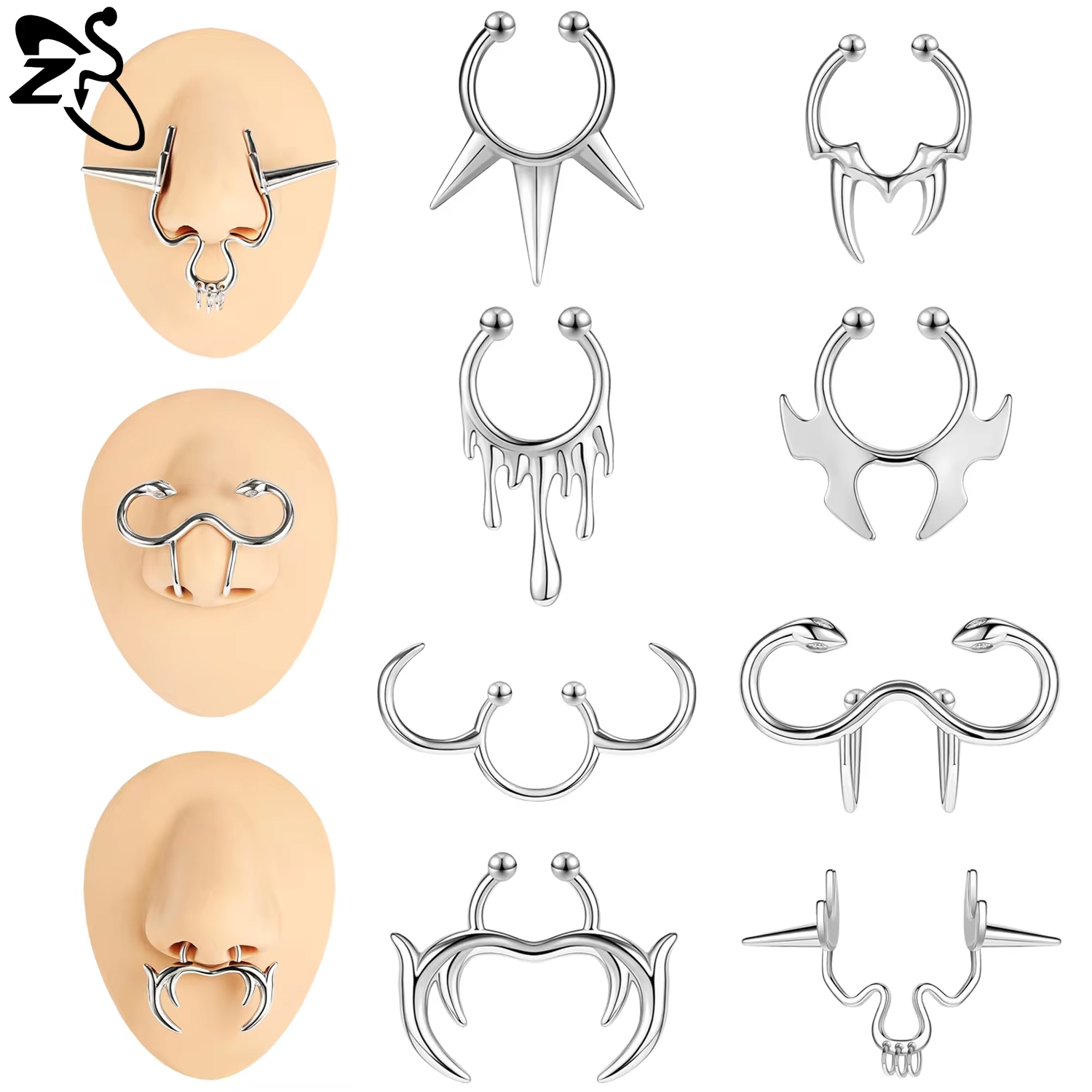ZS 1 Piece Punk Stlye Fake Sep - Body Jewelry Nose Ring ulasan dan harga