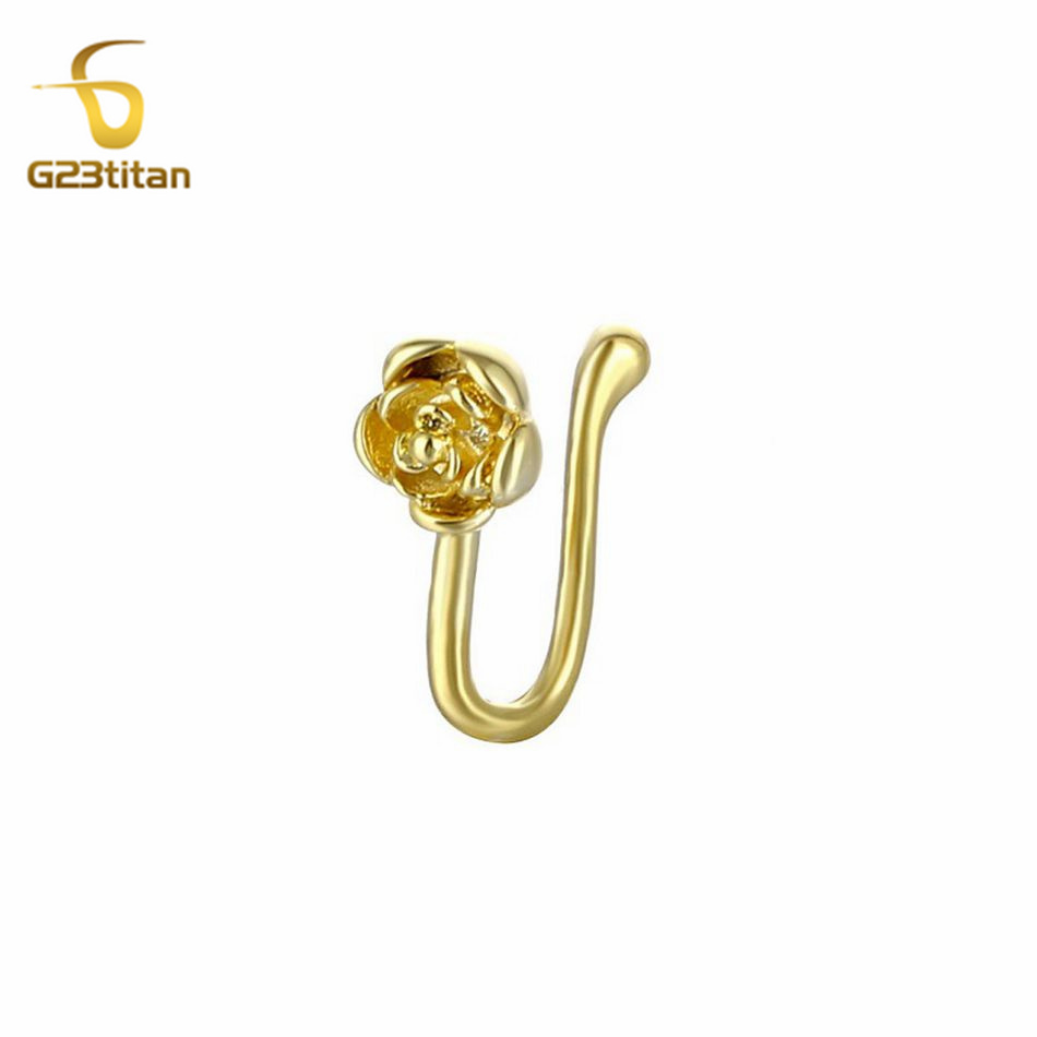 1pc Crystal Copper Rose Nose C - Body Jewelry Nose Ring ulasan dan harga