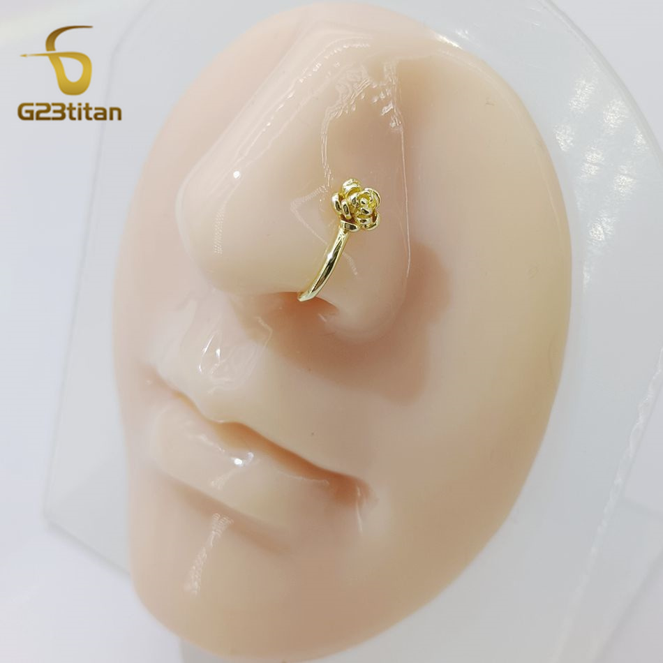 1pc Crystal Copper Rose Nose C - Body Jewelry Nose Ring ulasan dan harga
