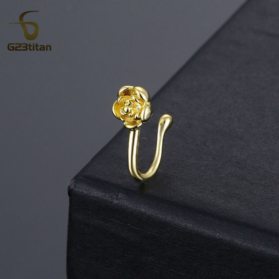 1pc Crystal Copper Rose Nose C - Body Jewelry Nose Ring ulasan dan harga