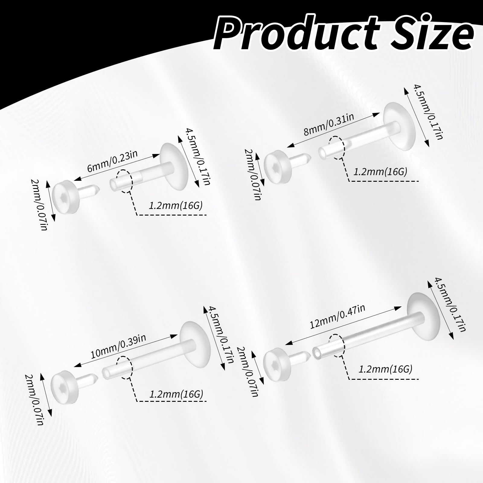 12 Pcs Flat Back Clear Earring - Body Jewelry Flat Back ulasan dan harga
