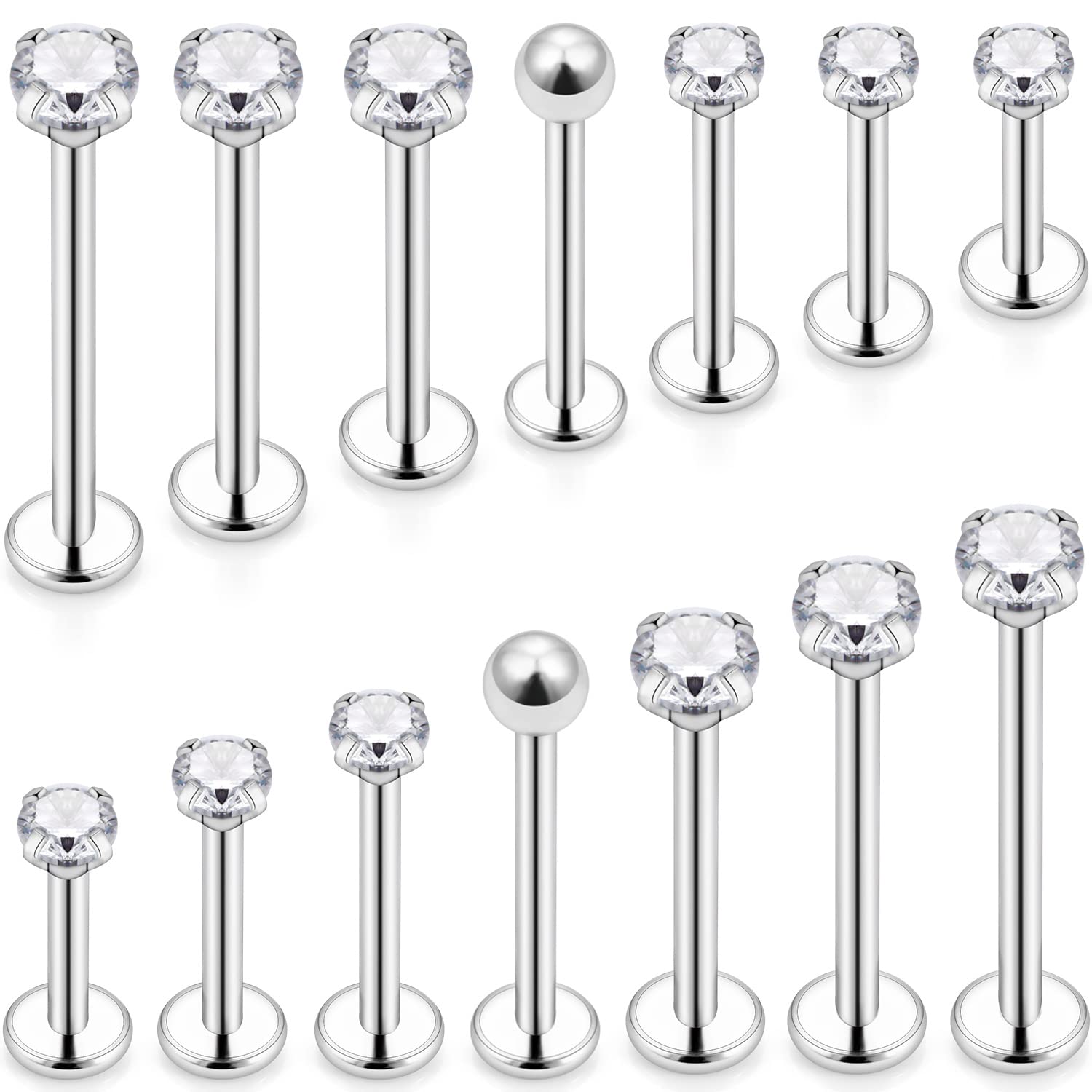16G Different Sizes Flat Back  - Body Jewelry Flat Back ulasan dan harga