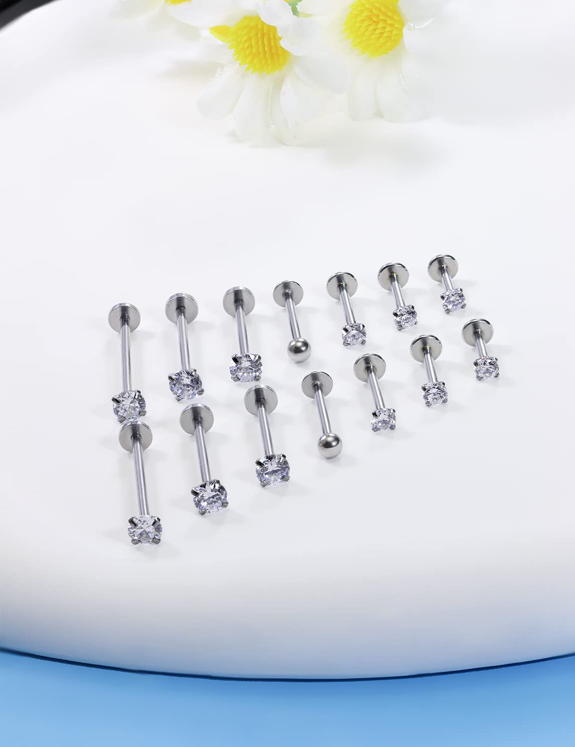 16G Different Sizes Flat Back  - Body Jewelry Flat Back ulasan dan harga